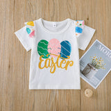 Summer Kid Baby Girls Short Sleeve Candy Color Letter 2 Pcs Set Suits