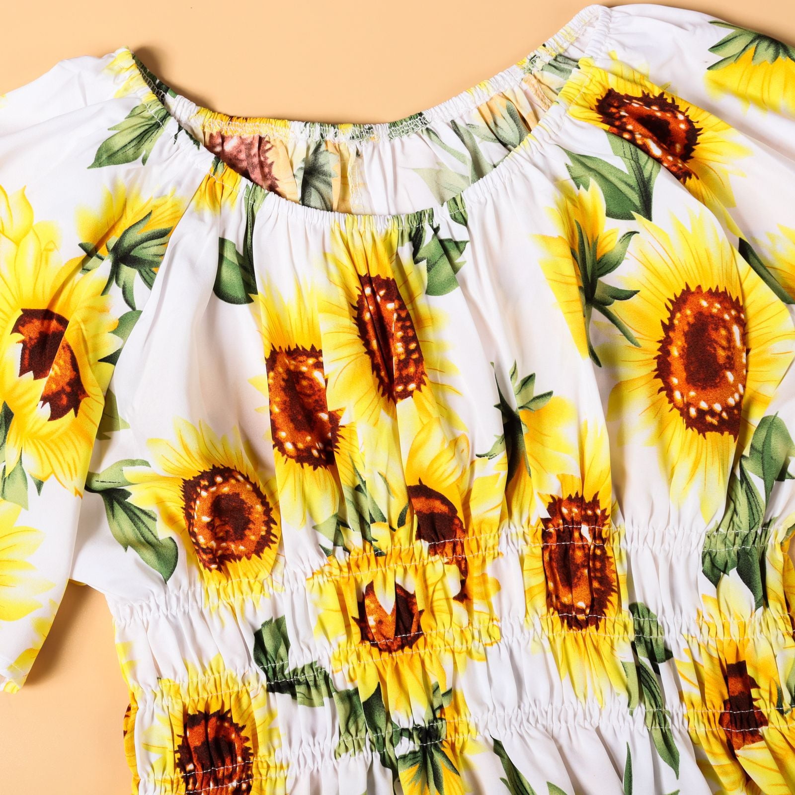 Family Matching Mother-daughter Long Beach Holiday Sunflower Dresses