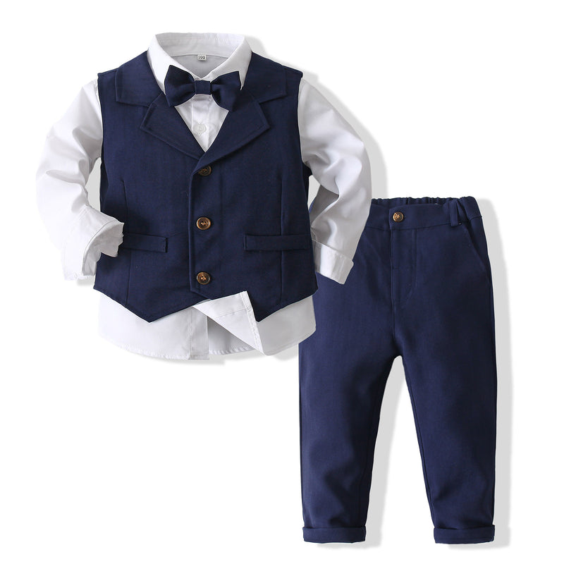 Kid Baby Boy Banquet Gentlemen Solid Handsome 2 Pcs Sets