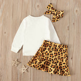 Baby Girls Valentine's Day Long Sleeve Love Leopard Print 3 Pcs Sets