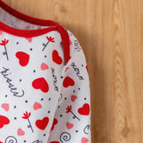 Baby Girls Valentine's Day Heart Printed Long-sleeve Rompers
