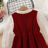 Kid Baby Girl Red Vest Christmas Princess Dresses