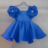 Kid Baby Girl Shoulder Flower Golden Jacquard Princess Dress