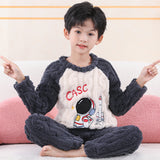 Kid Boy Girl Autumn Winter Jacquard Velvet Cute Cartoon Pajamas