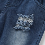 Kid Baby Girl Summer Plain Letter Ripped Flared 3 Pcs Sets