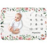 Baby Monthly Record Growth Milestone Blanket Flannel Floral Pajamas