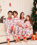 Family Alphabet Cartoon Fawn Christmas Printed Homewear Pajamas