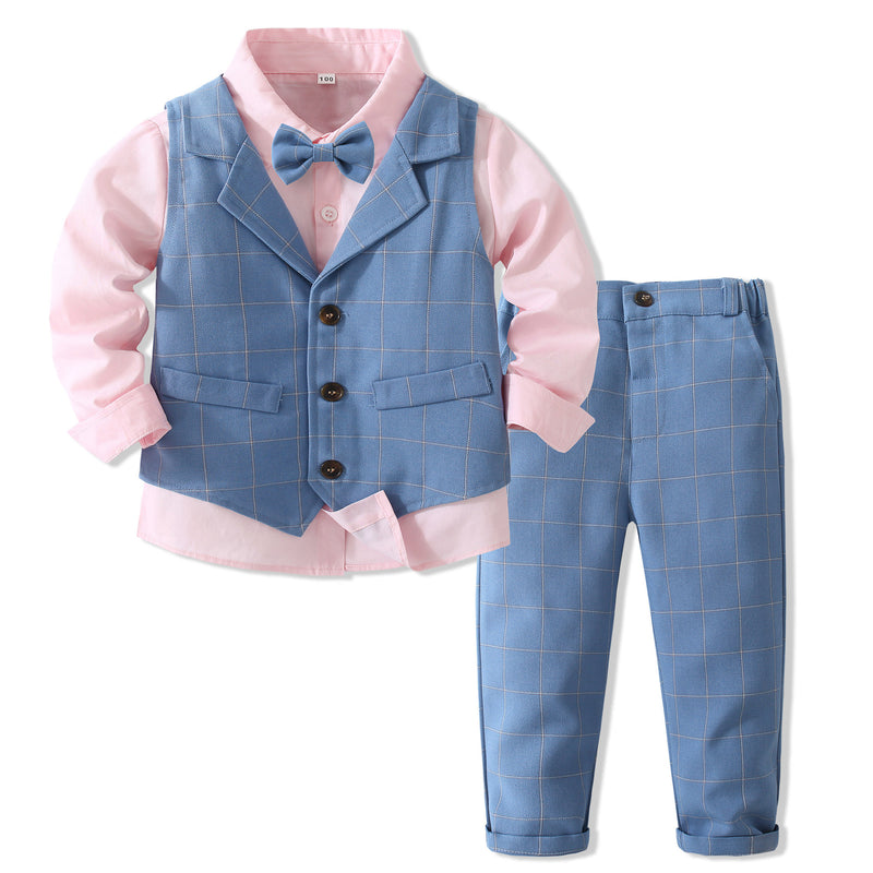 Kid Baby Boy Gentleman Party Autumn Handsome 3 Pcs Sets Suit