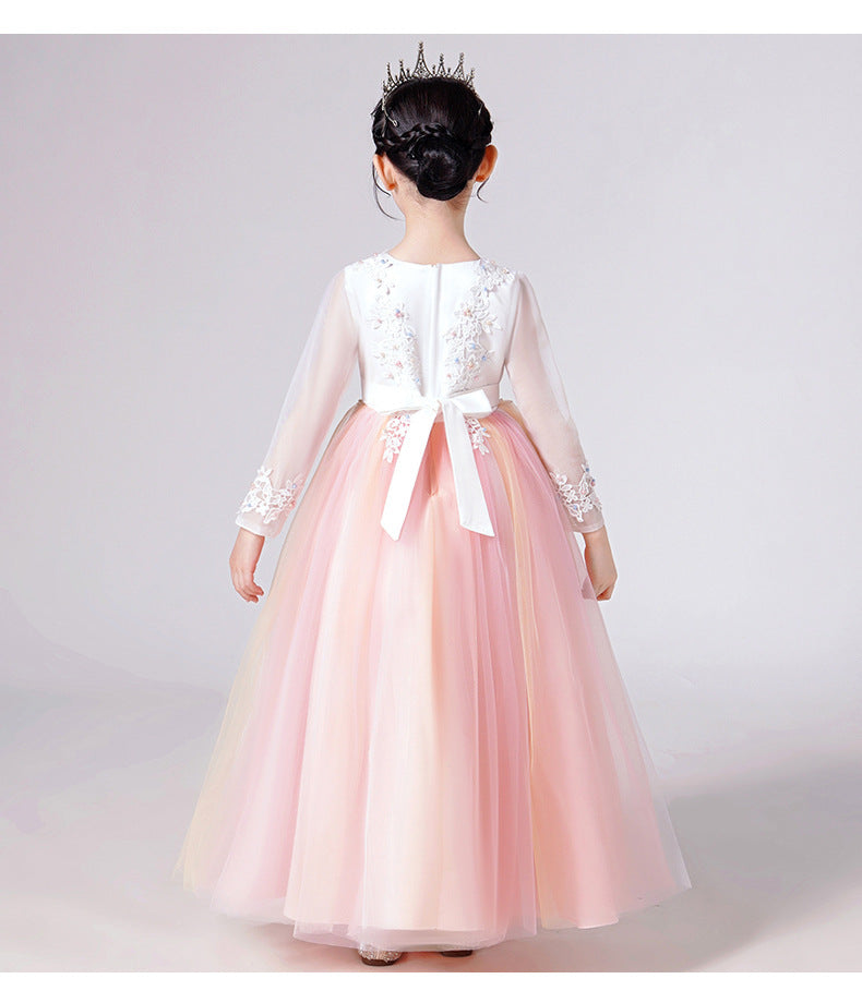 Kid Girl Long Sleeve Rainbow Princess Dress