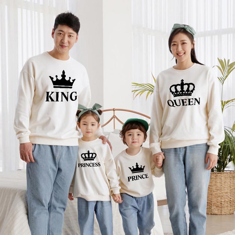 Family Matching Parent-child Long Sleeves King Queen Shirts