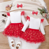 Baby Girl Christmas Fly Sleeve Harley Net Yarn Dresses