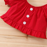 Kid Baby Girl Summer Printed Short Sleeve Shorts Rose 2 Pcs Set