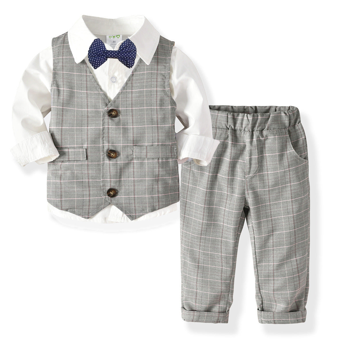 Gentleman Baby Boy Set Plaid Fashion Suits Formal 2 Pcs