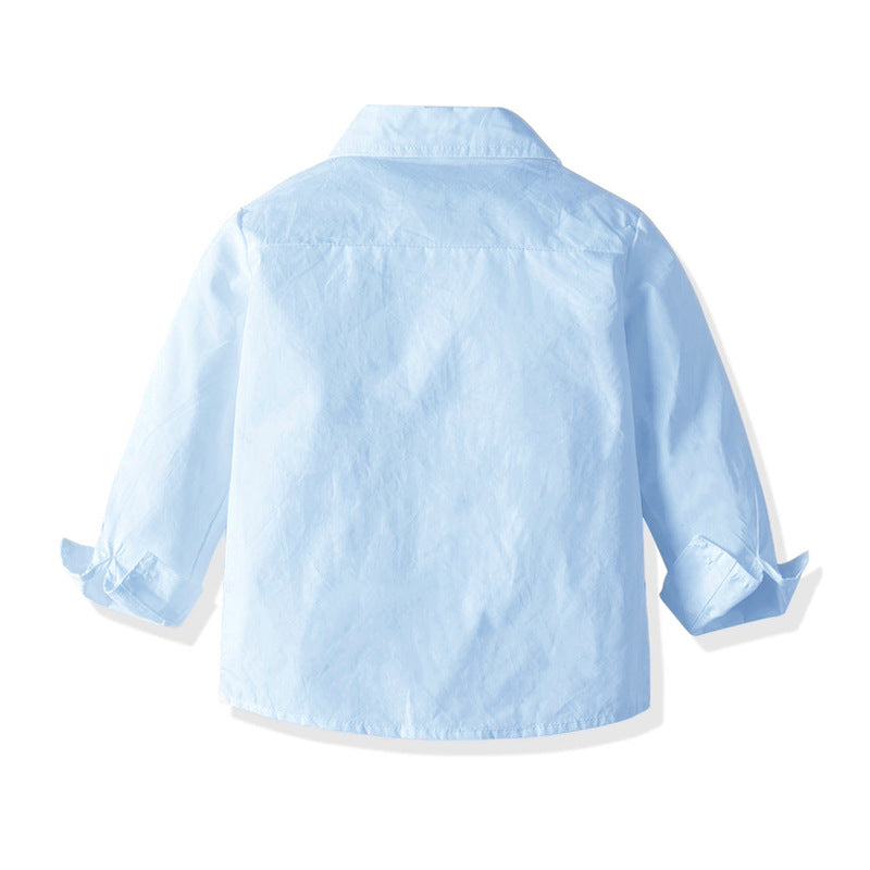 Kid Baby Boy Gentleman Suit Light Blue Long Sleeve Set 2 Pcs