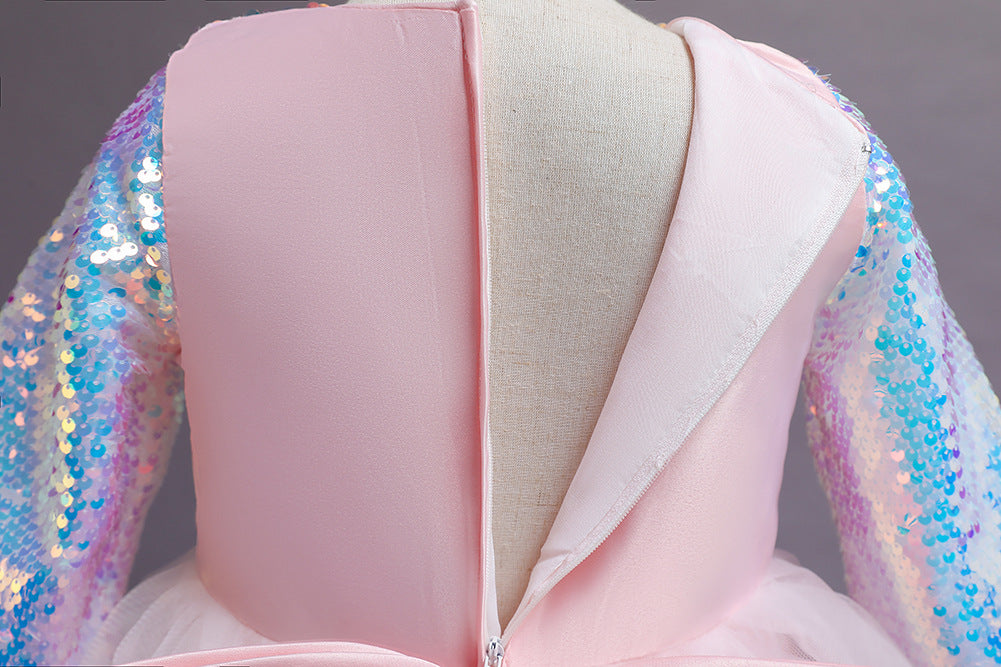 Kid Baby Girl Long-sleeved Gauze Puffy Princess Dress