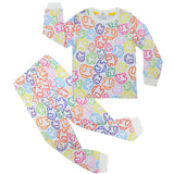 Kid Boy Girl Home Fluorescent Color Suit Long Sleeve Pajamas