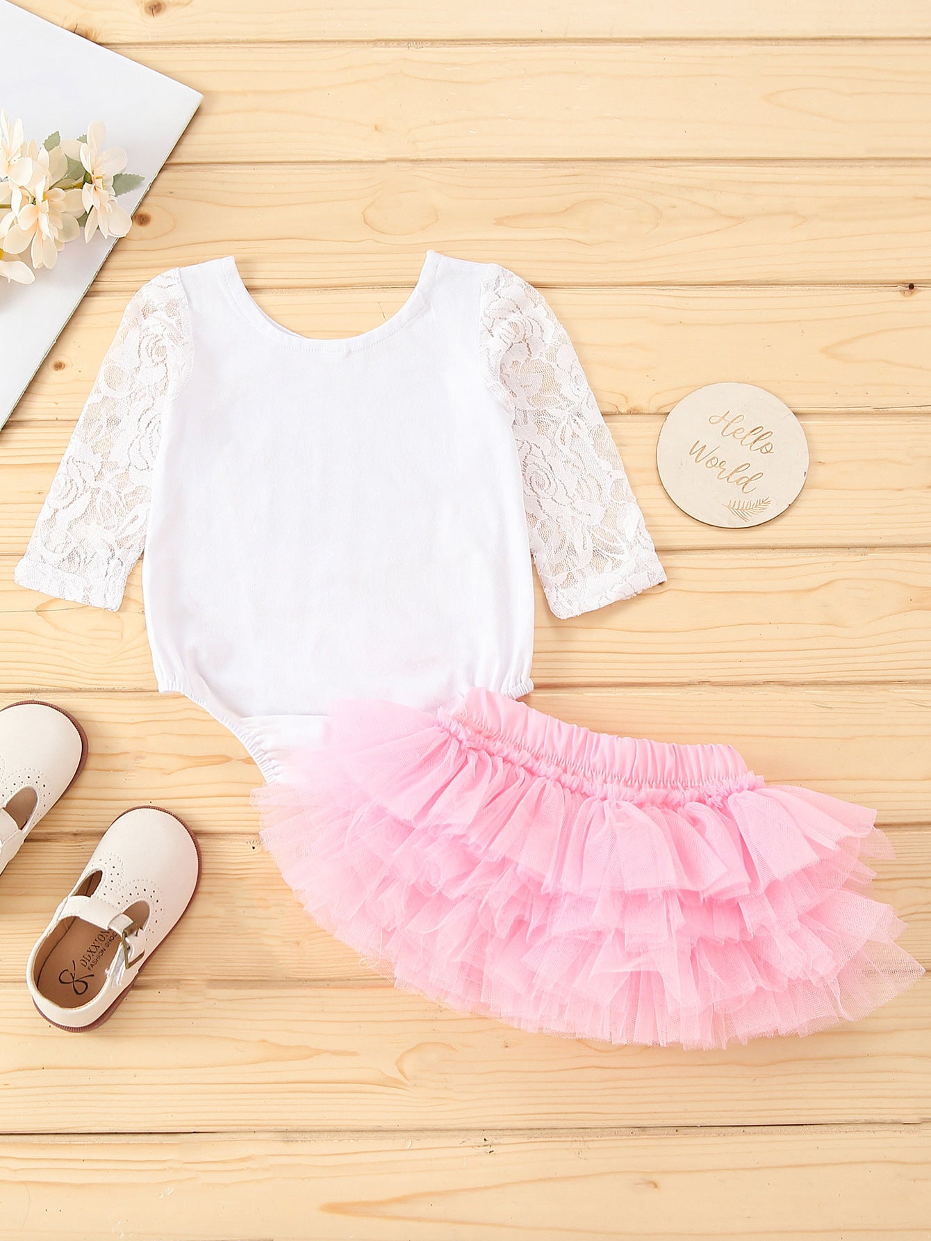 Baby Girls Long Sleeves Love Printing Gauze 2 Pcs Sets