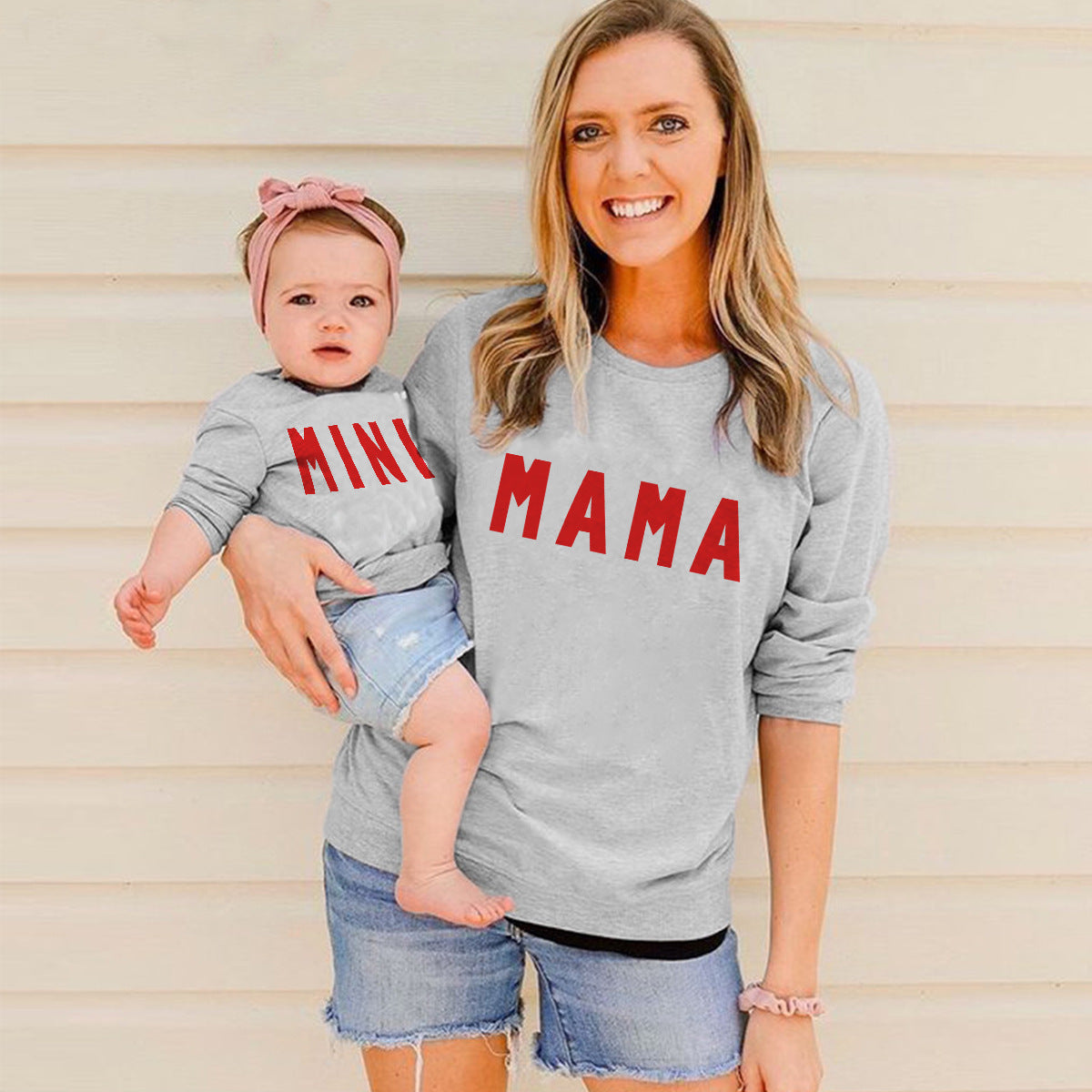 Family Matching Parent-child Print Round Neckline Mother-daughter Shirt