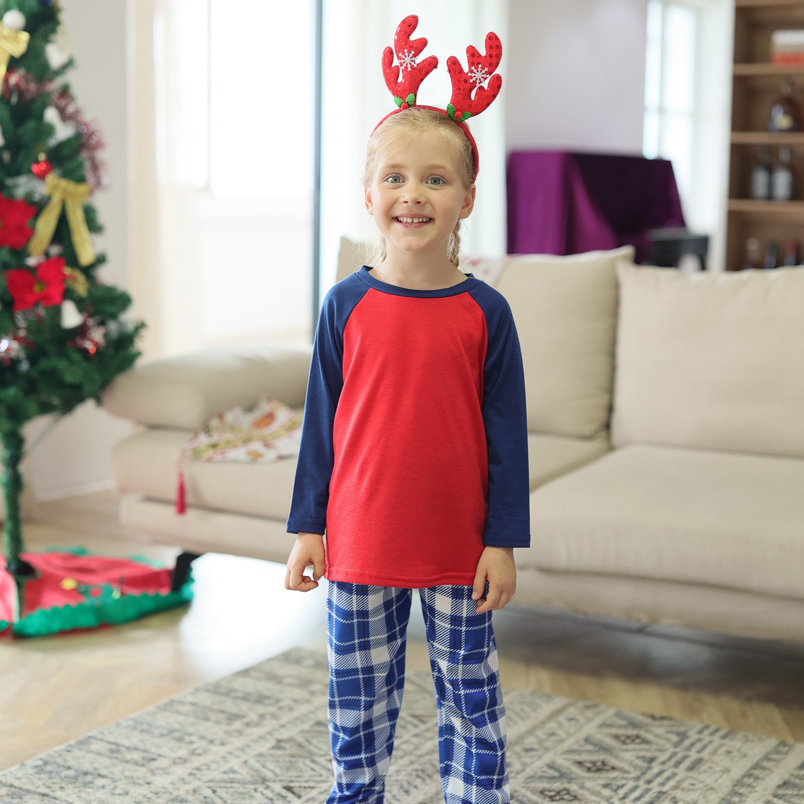 Family Matching Plaid Printed Pajamas Mother Daughter Parent-child Wear