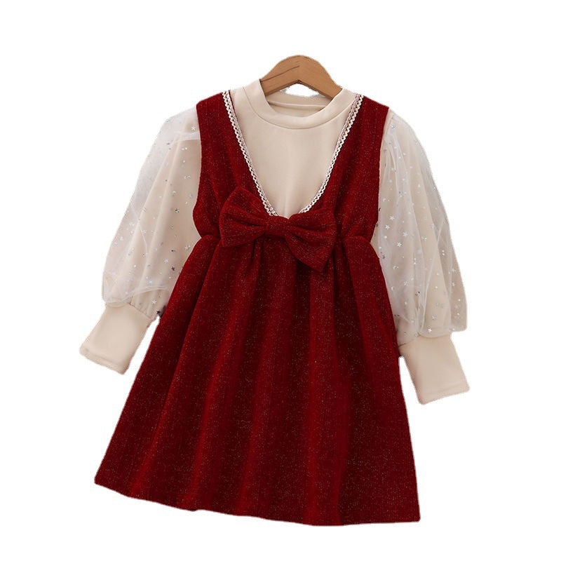 Kid Baby Girl Red Vest Christmas Princess Dresses