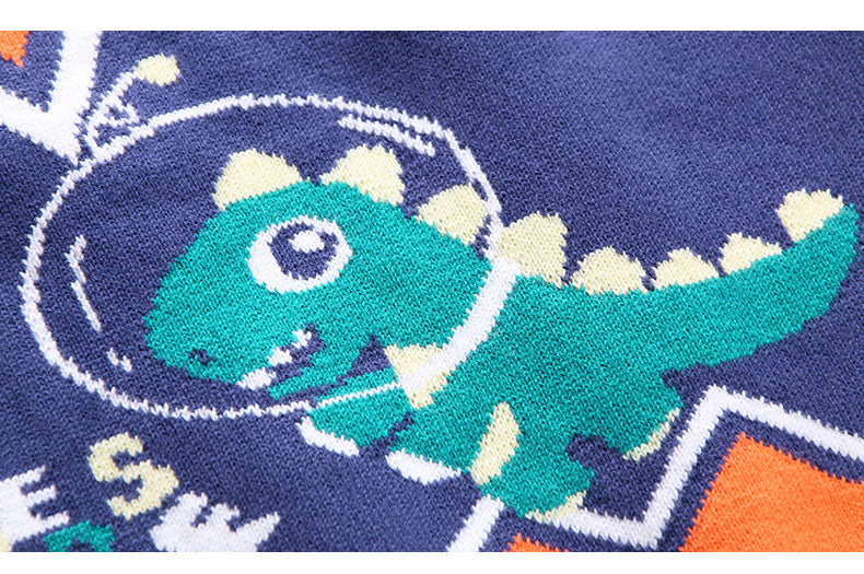 Kid Baby Boys Knit Rotator Dinosaur Cotton Warm Sweater