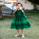 Kid Baby Girl Princess Lace Sleeve Gauze Flower Dresses