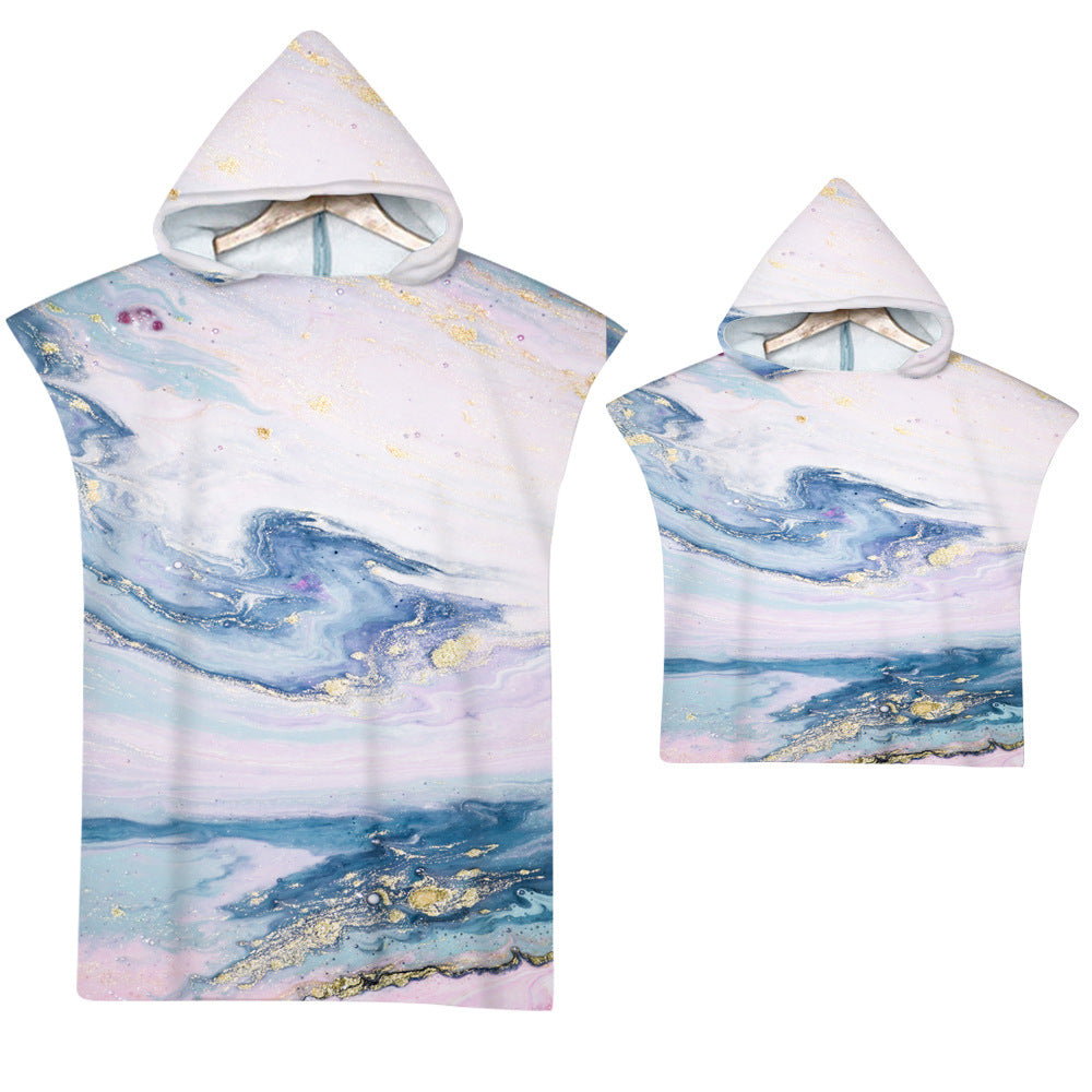 Adult Microfiber Fabric Marble Bath Towels  Bathrobe Cloaks Pajamas