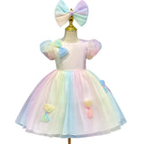 Kid Girl Dress Princess Summer Bow Bubble Sleeve Gauze Dresses