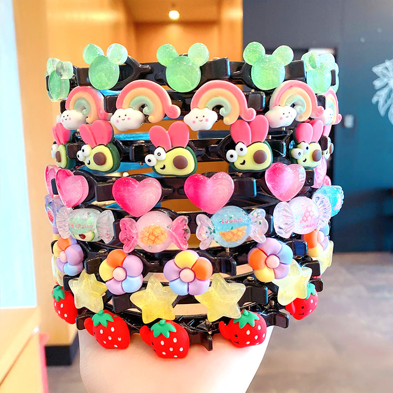Kid Girl Braided Headband Clip Cute Cartoon Headwear
