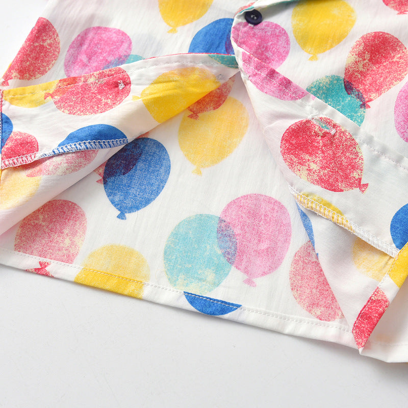 Kid Baby Girl Summer Lapel Short-sleeve Leisure Holiday 2 Pcs Set