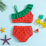 Kid Baby Girls Summer Suspender Swimsuit Watermelon Split Bikini