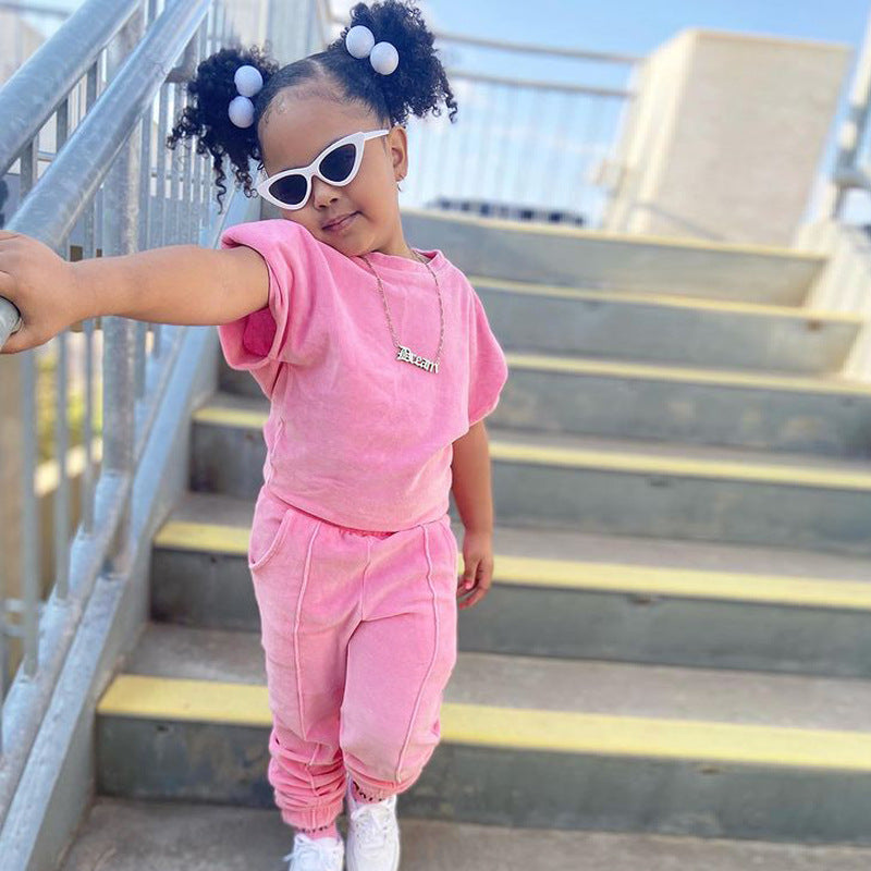 Kid Baby Girl Spring Summer Short Sleeve 2 Pcs Set