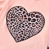 Girl Suit Love Valentine's Day Short Sleeve Leopard Print 2 Pcs Sets