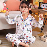 Kid Girl Spring Autumn Cute Cartoon Sweet Loose Thin Pajamas