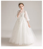 Kid Girls White Princess Flower Little Host Dresses