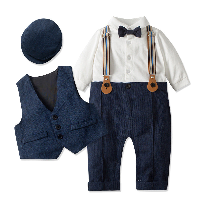 Kid Boy Baby British Climbing Gentleman With Hats 3 Pcs