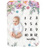 Baby Monthly Record Growth Milestone Blanket Flannel Floral Pajamas