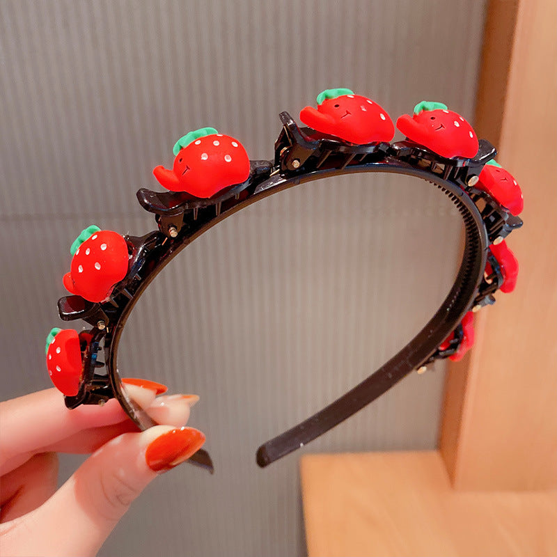 Kid Girl Braided Headband Clip Cute Cartoon Headwear