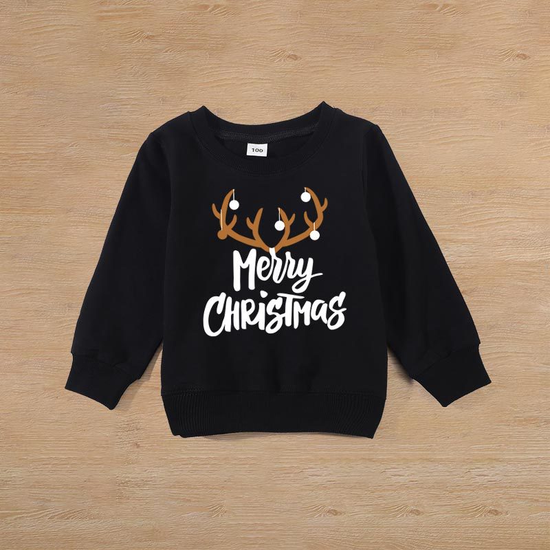 Family Matching Autumn Christmas Elk Print Warm Hoodie