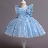Kid Girl Flying Sleeve Princess Star Gauze Pompous Dresses