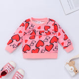 Baby Girls Valentine's Day Love Printed  Long Sleeves 2 Pcs Sets