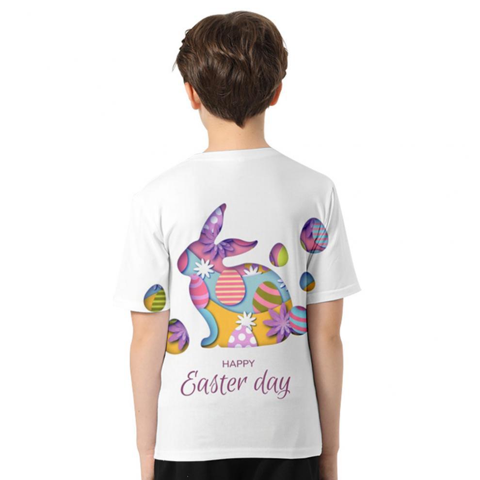 Kid Boys Girls Easter Digital Printed Short Sleeves T-shirts