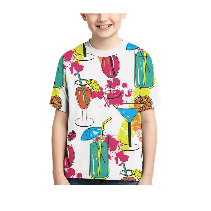 Kid Boy Girl 3D Digital Printing Spot Summer Fashion Leisure T-shirt