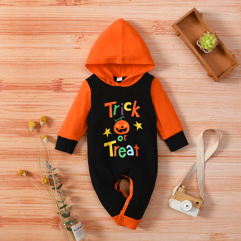 Halloween Baby Costume Long Sleeve Hooded Letter Print Rompers