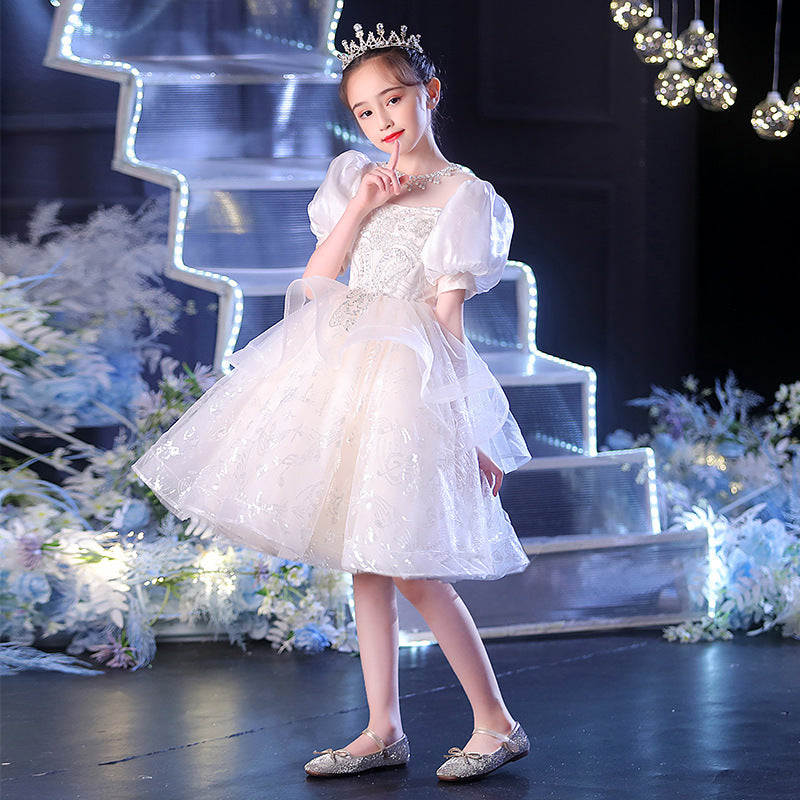Kid Girls Princess Bubble Sleeve Flower Wedding Show Dresses