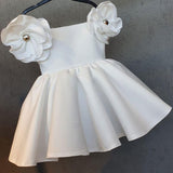 Kid Baby Girl Shoulder Flower Golden Jacquard Princess Dress