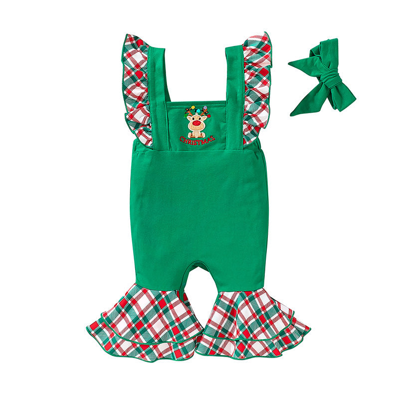Baby Girl Sleeveless Jumpsuit Christmas Long Legs Pants