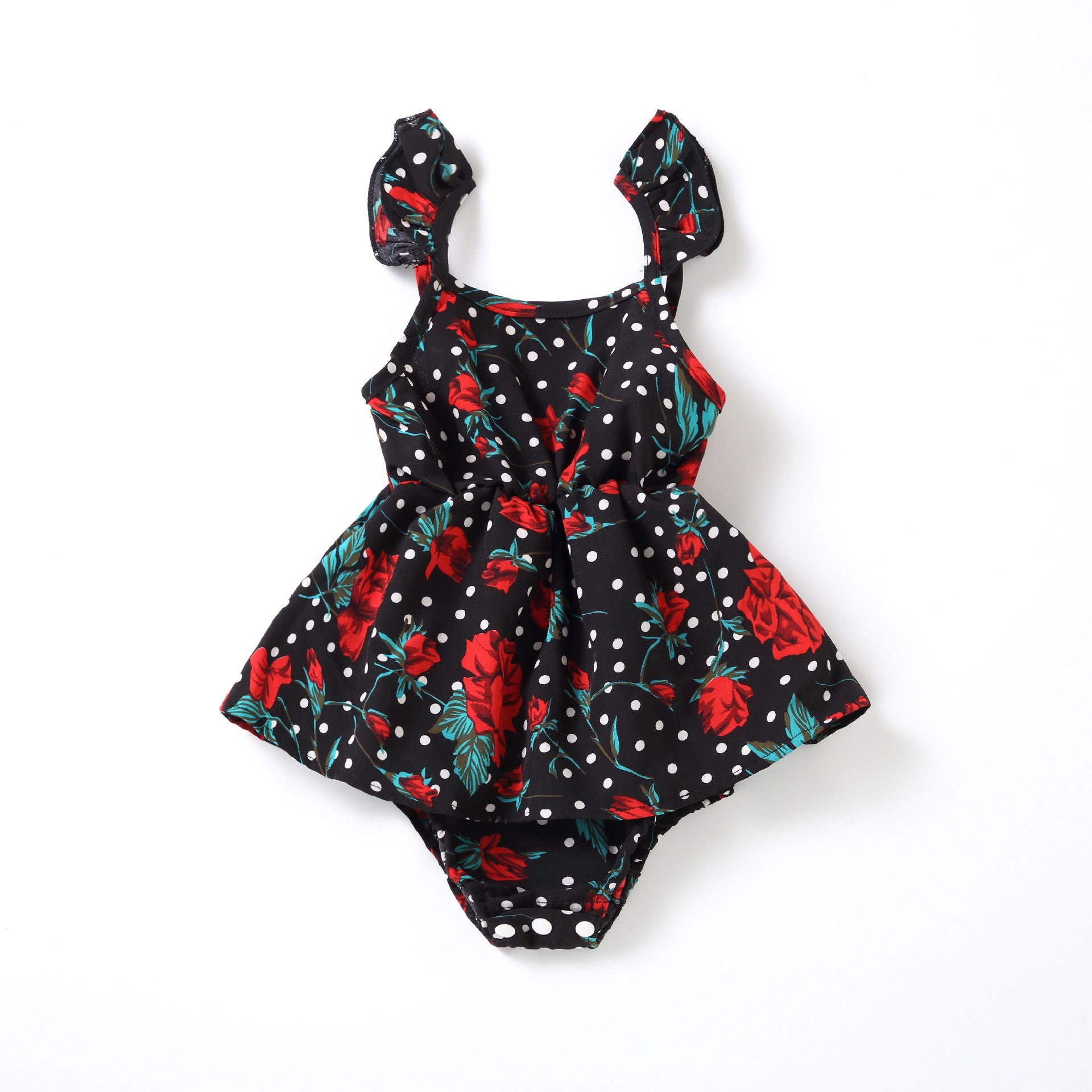 Family Matching Printed Flowers One Shoulder Dresses