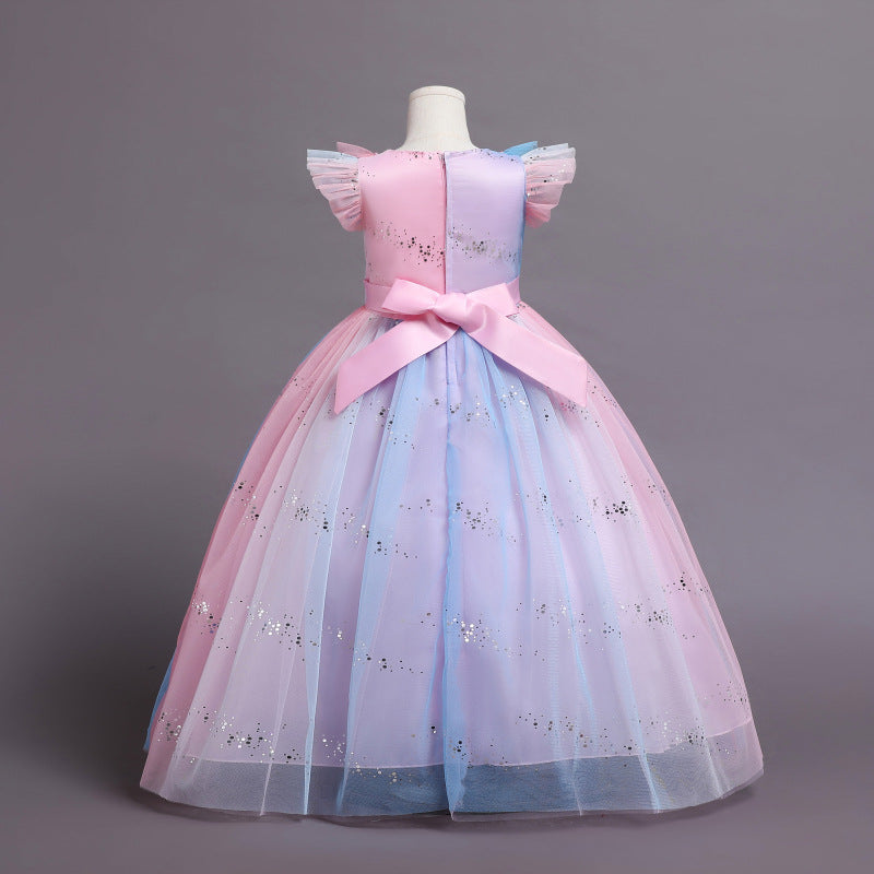 Kid Girl Princess Flower First Birthday Wedding Gradient Dresses
