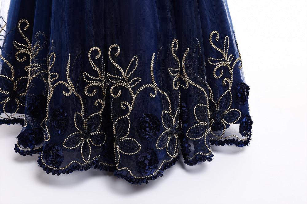 Kid Girl Princess Sleeveless Long Evening Catwalk Piano Performance Dresses